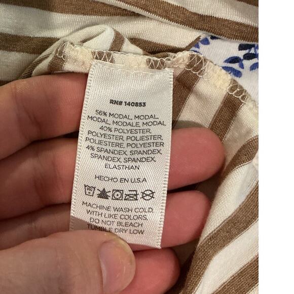 Maison Du Soir Edith Top Size Small Cream Striped Sleepwear Sleep Pajama Top - Picture 9 of 9